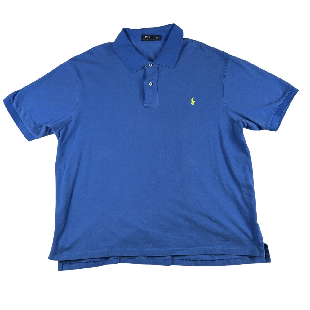 Polo Ralph Lauren Polo Shirt Mens 2XB Big Blue Cotton Pony Logo Short Sleeve
